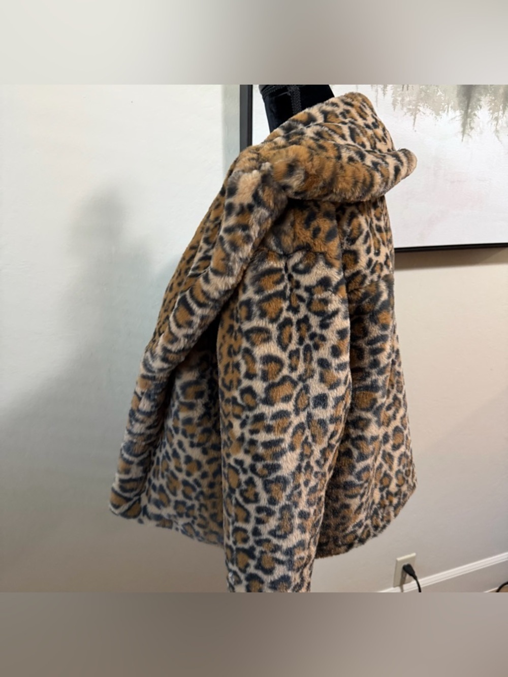 Camila Coelho Revolve Leopard Print Faux Fur Coat Oversized XS - Picture 10 of 15